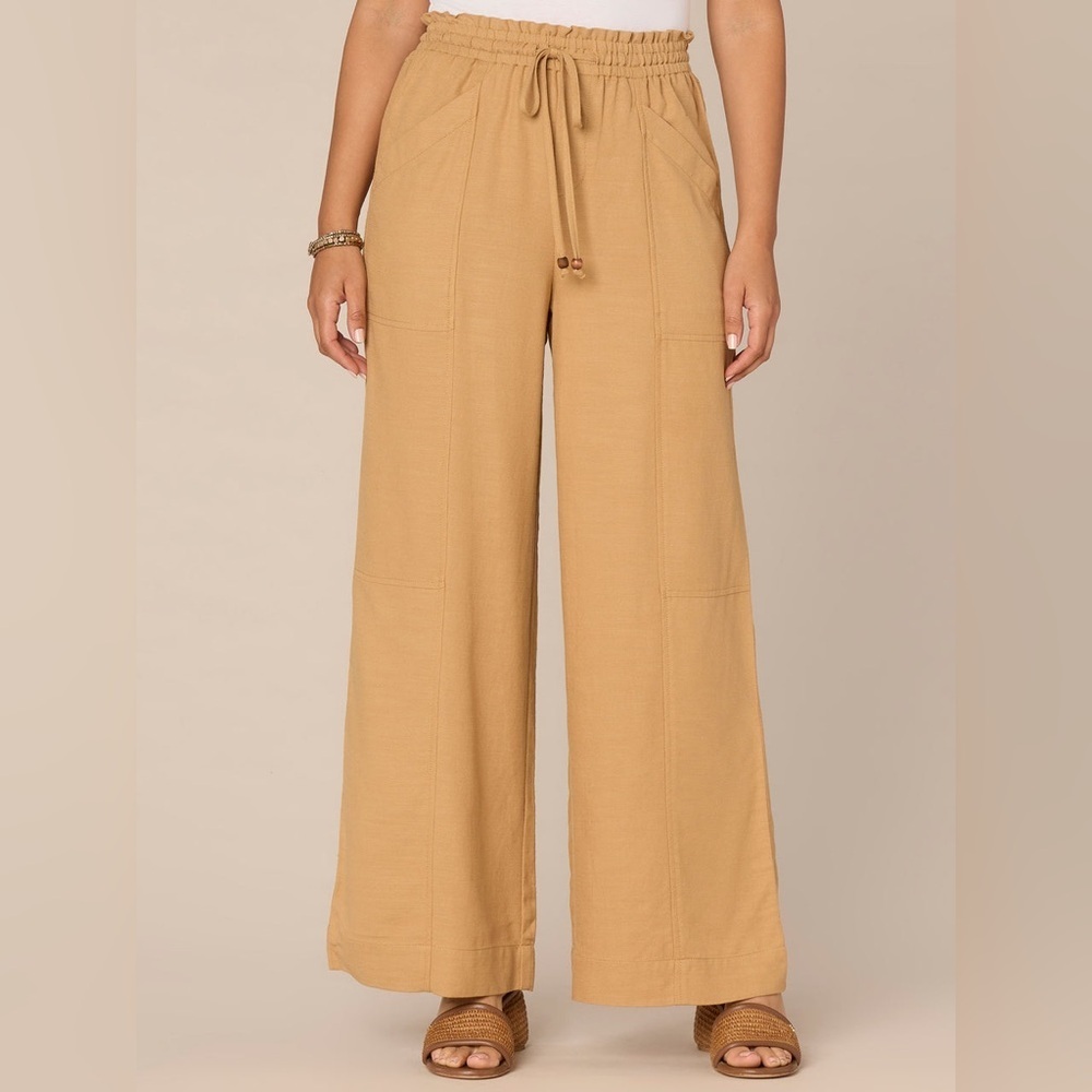 Skyrise Paper Bag Waist Patch Pocket Palazzo Pants with Self Tie